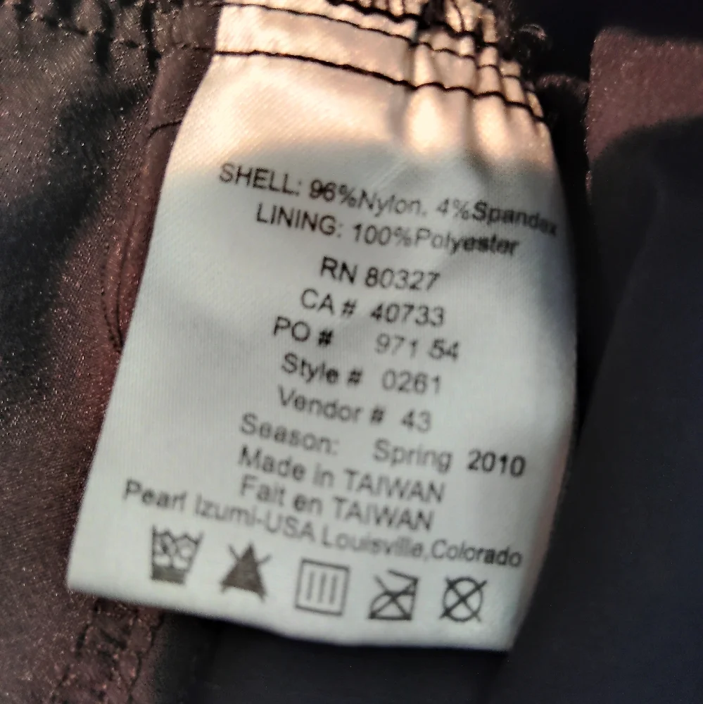 Pearl Izumi Black Nylon Spandex Shorts‎ Sz XL